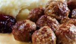 Swedish meatballs with mashed potato and lingonberry.